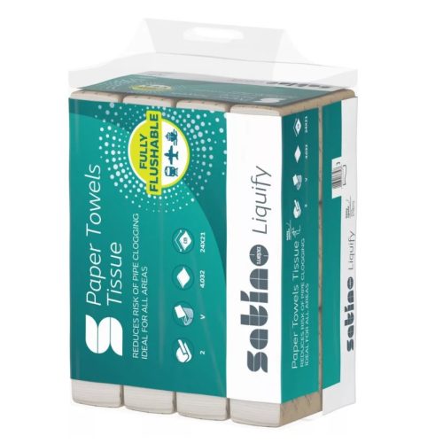 Kéztörlő V hajtogatott Satino Wepa Liquify 2 rétegű hófehér 278070