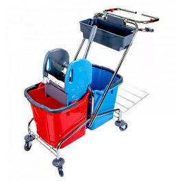Takarítókocsi kétvödrös 25 L krómozott zsáktartóval